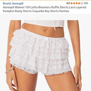 White Lace  Y2K Layered Ruffle Shorts